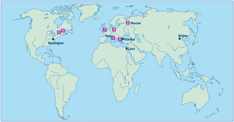 Map showing religous events from 1700 to 1763