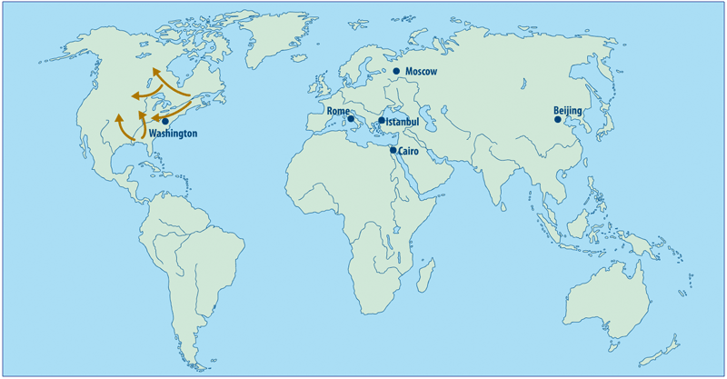 Map showing French expansion from 1700 to 1763