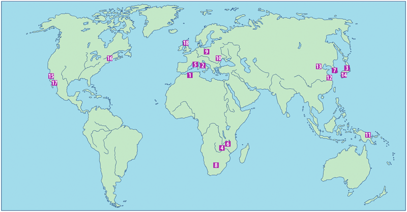 Map showing Religious events from 1865 to 1910